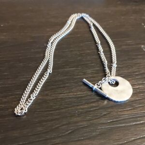 All Saints Silver Hammered Round Pendant Chain